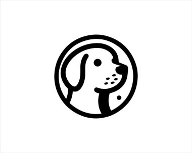 Minimalist çizgiler köpek logosu tasarım sembolü illüstrasyonunu özetliyor.