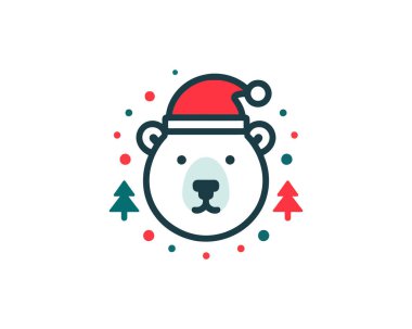 Christmas Polar Bear Logo Design Icon Vector Illustration  clipart