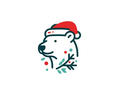 Christmas Polar Bear Logo Design Icon Vector Illustration  clipart