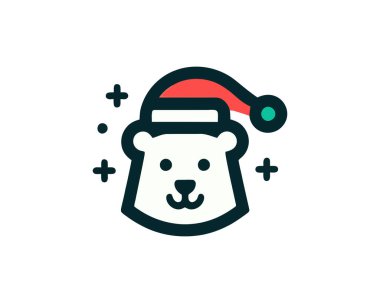 Christmas Polar Bear Logo Design Icon Vector Illustration  clipart