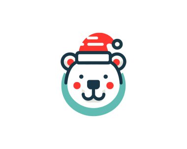 Christmas Polar Bear Logo Design Icon Vector Illustration  clipart