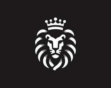 Lion King logo design icon symbol vector illustration. Black and white. clipart