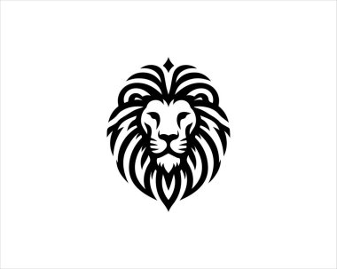 Lion head logo, lion head icon, lion face logo. Simple silhouette. Flat style. Logo design template. Vector illustration. Animal logotype concept. clipart