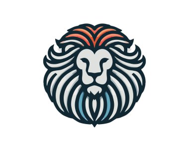 Aslan logosu tasarımı vektör çizimi. Basit siluet. Düz stil. Logo tasarım şablonu. Hayvan logosu kavramı.