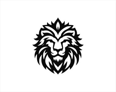 Lion Logo Design Vector Template. Lion Head Logo Icon Vector illustration. Black and white Lion head vector illustration. clipart