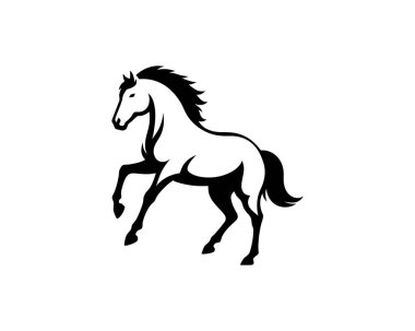 Horse logo design icon symbol vector illustration. Horsepower silhouette logo. Animal logo. Black color horse icon logo vector template. clipart