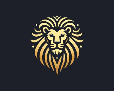 Gold Lion Icon Logo Design Vector Template. Lion Head, Face, Logo illustration. clipart