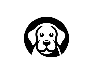 Köpeğin vektör logosu. Siyah çemberde bir köpek. Modern tarzda bir köpek. vektör illüstrasyonu