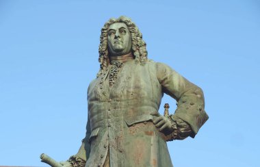 Barok müzisyeni George Frideric Handel 'in Almanya Halle' deki heykeli.