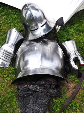 Parts of a knights armor from the Middle Ages clipart