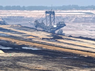 Garzweiler Almanya 'sında enerji için kömür kazanmak için linyit madenciliği panoraması