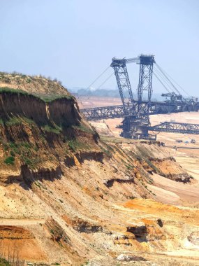 Garzweiler Almanya 'sında enerji için kömür kazanmak için linyit madenciliği panoraması