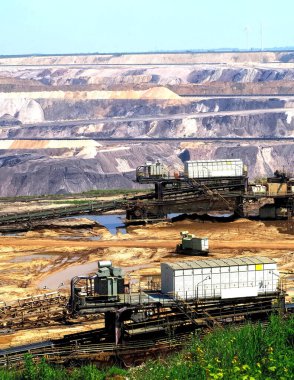 Garzweiler Almanya 'sında enerji için kömür kazanmak için linyit madenciliği panoraması