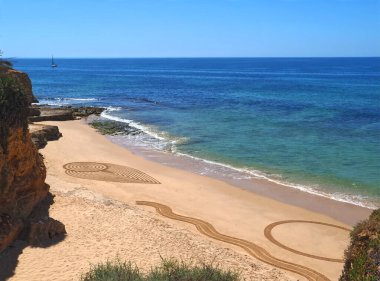 Albufeira Praia 'daki güzel sahil mandala Portekiz' in Algarve sahilindeki Maria Luisa