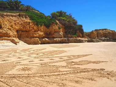 Albufeira Praia 'daki güzel sahil mandala Portekiz' in Algarve sahilindeki Maria Luisa