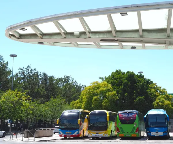 stock image Oriente bus station in Lisbon with a bus