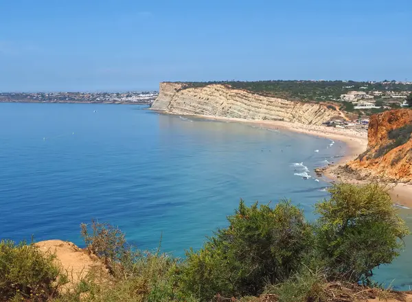 stock image Hiking from Ponta da Piedade to beach Praia do Porto de Mos in Lagos at the beautiful portuguese Algarve coast