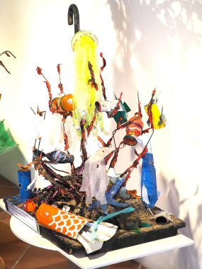 Aguas do Algarve 'nin su ve denizle ilgili Camara belediye veya belediye binasında ilginç bir sergi