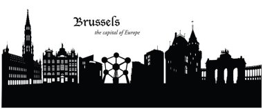 Brüksel, Belçika 'nın ufuk çizgisi kentinin vektör illüstrasyonu