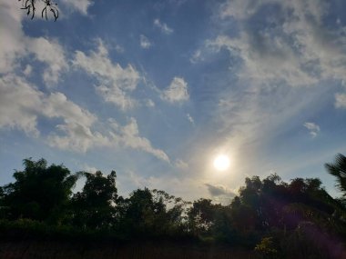 Siluetli Ağaçların Üzerindeki Bulutların Arasında Güneş Parlıyor