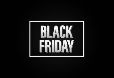 Kara Cuma afişi. Siyah arka planda siyah-beyaz tipografisi olan modern tasarım. Terfi, reklam ve Kara Cuma sezonu için şablon. Vektör illüstrasyonu.