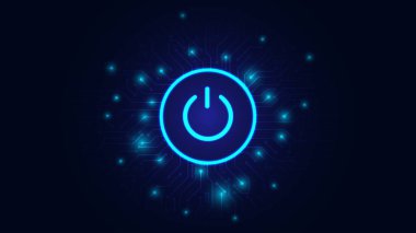 Gelecekteki güç düğmesi güvenlik siber bağlantı teknolojisi. Siber güvenlik kavramı soyut fütüristik Hi teknolojisi tarzı. Bilgi gizlilik fikri. Vektör ve Görüntü.