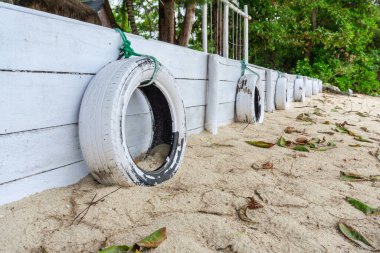 the view and atmosphere of a quiet cottage lodging away from the hustle and bustle of the highway and so private in the bintan area, Indonesia. white sand and clean beaches with beautiful views clipart