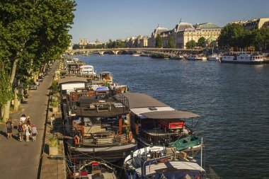 Seine nehri Paris kıyıdan sola ve müzeye bakıyor..