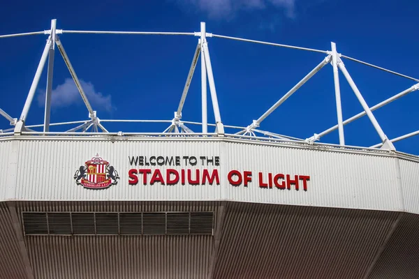 stock image Sunderland, UK - Sunday 21st August 2022: Sunderland stadium of light signage, on the football ground. High quality photo