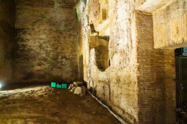 Roma, İtalya - 14 Şubat 2016: Roma 'nın orta kesimindeki Domus Aurea' da duvarların kalıntıları. Yüksek kalite fotoğraf