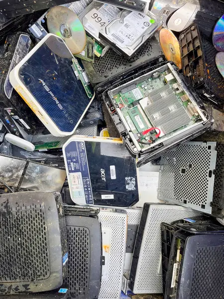 stock image Stevenage, UK - Wednesday 27th March 2024: Waste electronic scrap waiting to be recycled for precious metals. High quality photo