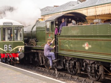 Sheringham, Uk - 3 Kasım 2024: Sheringham tren istasyonunda tarihi buhar treni. Yüksek kalite fotoğraf