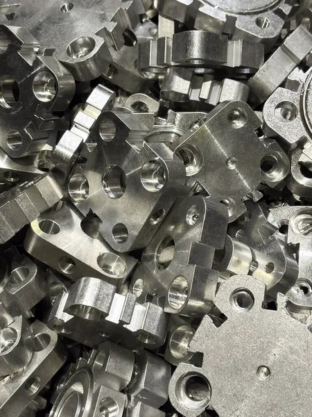 Paslanmaz çelik atığı fabrikadan atılıyor. Yüksek kalite fotoğraf