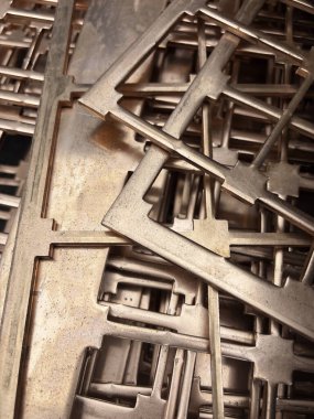 Bakır iskelet plaka, geri dönüşüme hazır üretim sürecinin atıkları. Yüksek kalite fotoğraf