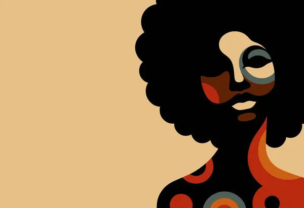 Afrikalı kadın portresi. Soyut saç stili ve afro saçlı Afrikalı bir kadın, afro kız. vektör düz illüstrasyon