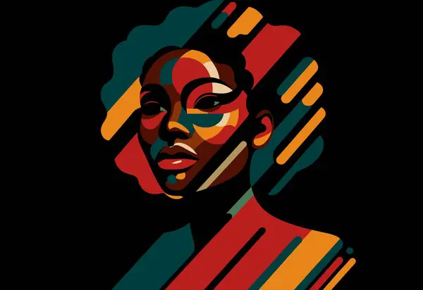 Soyut desenli Afrikalı kadın, vektör sanat çizimi, Afrikalı kadın, portre, Afrikalı kadın.