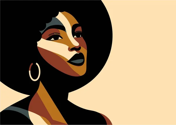 ターバンで美しいアフリカ人女性の肖像画 アフロ系アメリカ人女性 ファッションコンセプト — ストックベクタ