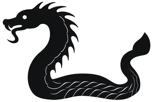 a black and white silhouette of a dragon