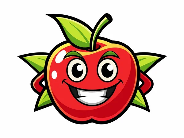 a cartoon apple with a happy face