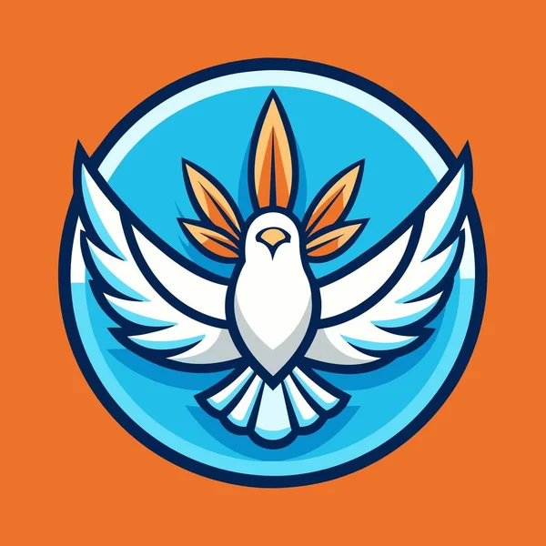 Bílý Pták Oranžovými Křídly Modrém Kruhu — Stock fotografie