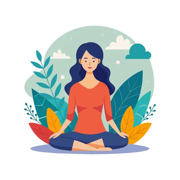 Nilüfer çiçeği olan kadın yoga pozisyonunda.