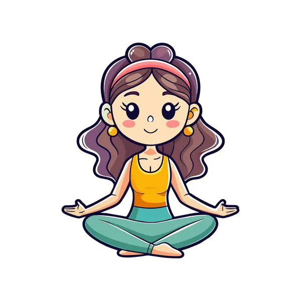 Beyaz arka planda meditasyon yapan tatlı bir kız.