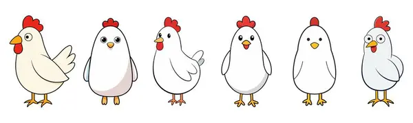 Cartoon Chicken Icon Set — Stock Vector