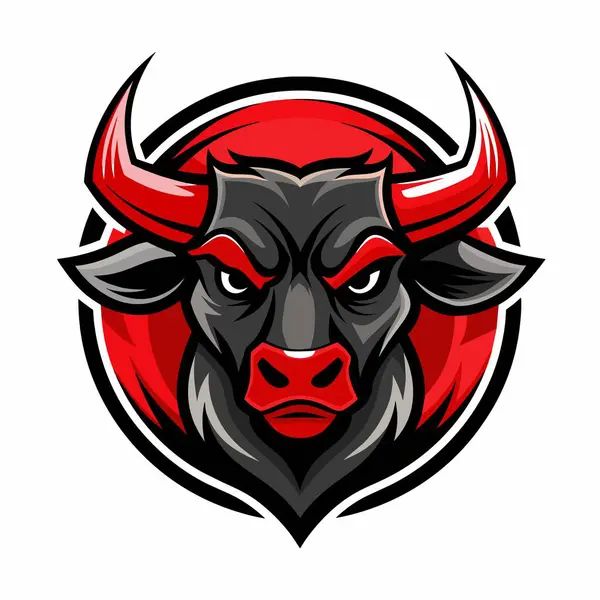 Bull Head Mascot Logo Design — Stock Vector