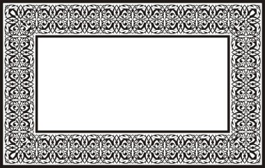 İslami dekoratif vektör grafik tasarım modeli, güzel çerçeve süslemesi için, siyah ve beyaz. Kaligrafi, çerçeve, davetiye kartı dekorasyonu, çerçeve kenarı dekorasyonu için uygun.