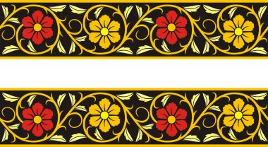 Zarif çerçeve kenarı için çiçek süsü vektör çizimi, siyah renk arkaplan. Çerçeve, hat çerçevesi, kenarlar, sınırlar, sertifikalar, kitaplar, kapaklar, davetiyeler olarak kullanılabilir