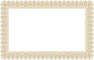 Çerçeve, sınır, köşe tasarım şablonu için vektör çizimi. Doğu tarzında elementler. Çiçek sınırı. Arap süsü. Davetiyeler, kaligrafi, kartlar, sertifikalar için süsleme.