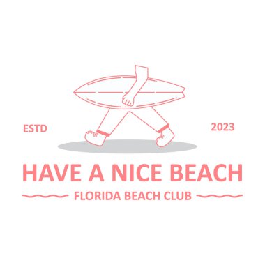 Sörf logosu tasarımı basit eski moda eşleştirme giysileri ve şirketleri.