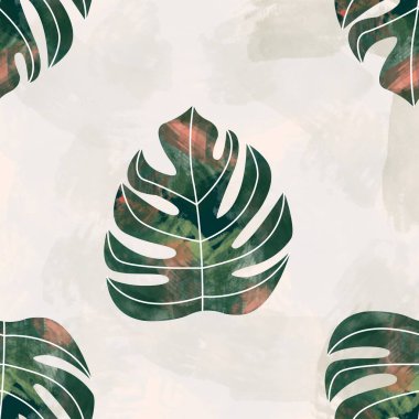 Beyaz arka planda bir tropikal yaprak deseni