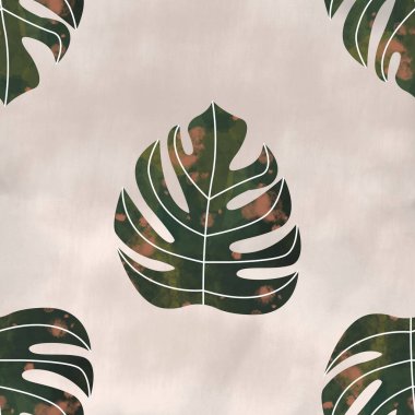 Beyaz arka planda bir tropikal yaprak deseni